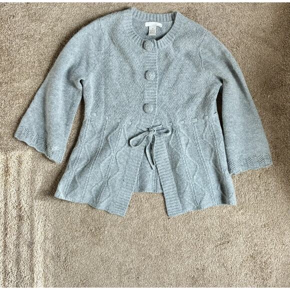 Vintage Lucy & Laurel Gray 100% Lambswool Cardigan Sweater Sz M - Picture 2 of 9
